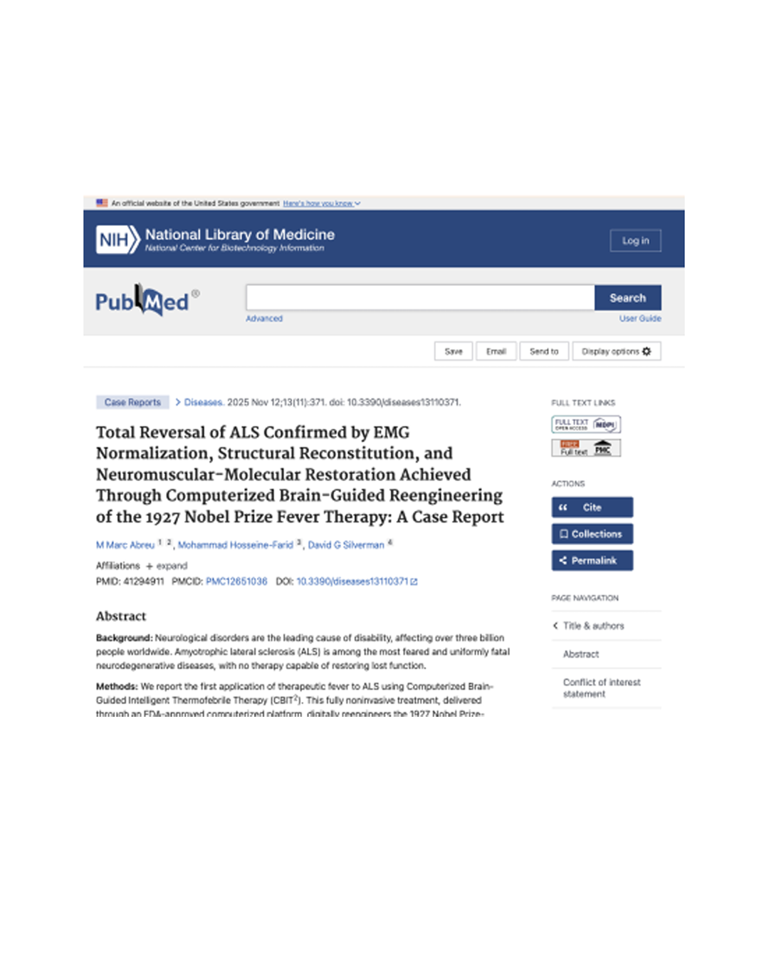 Peer-reviewed ALS reversal publication